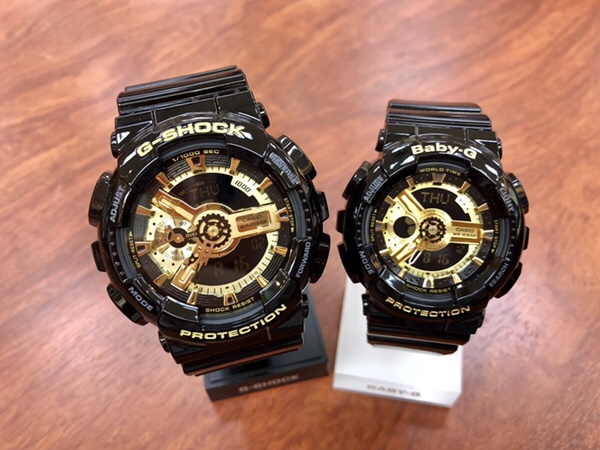 腕時計　G－shockGA-110GB-1AJFと Baby－GBA-110-1AJFのペアウォッチ