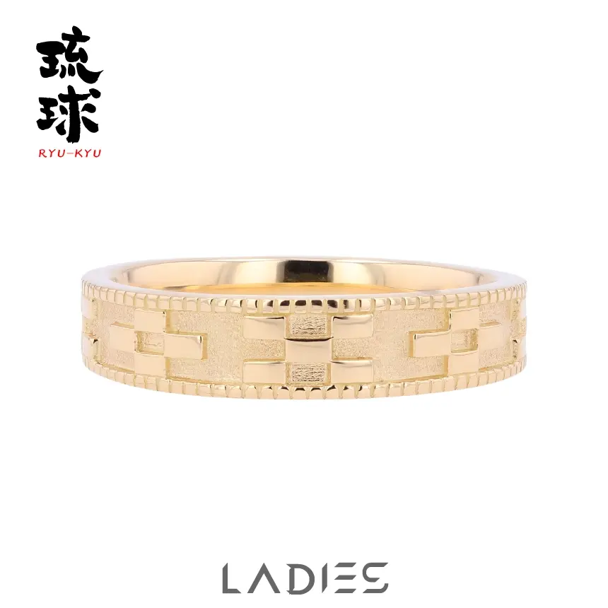 山城時計店 琉球 いつの世も・・・ 結婚指輪 レディース(RK-25 重厚で精密なミル打ちレリーフ)