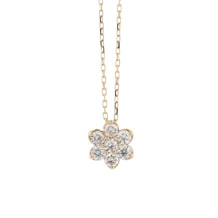 N111 K18 ダイアモンドお花 ネックレス #79915