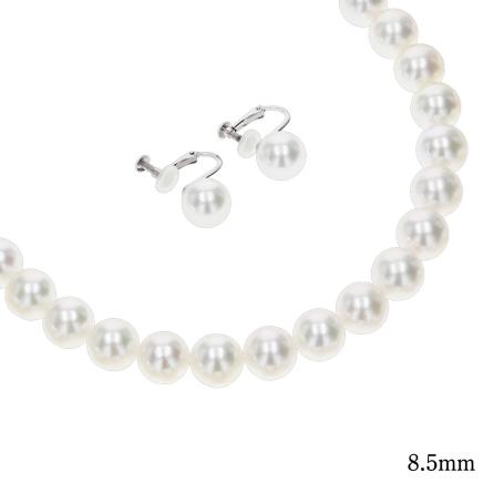 雪の華 一連パールネックレス+イヤリングセット 8.5mm