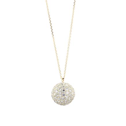 N106 K18 ミラーボールネックレス 2.0ct