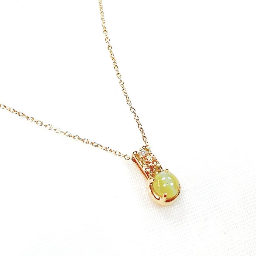 N121 K18 キャッツアイ・クリソベリルネックレス #86005
