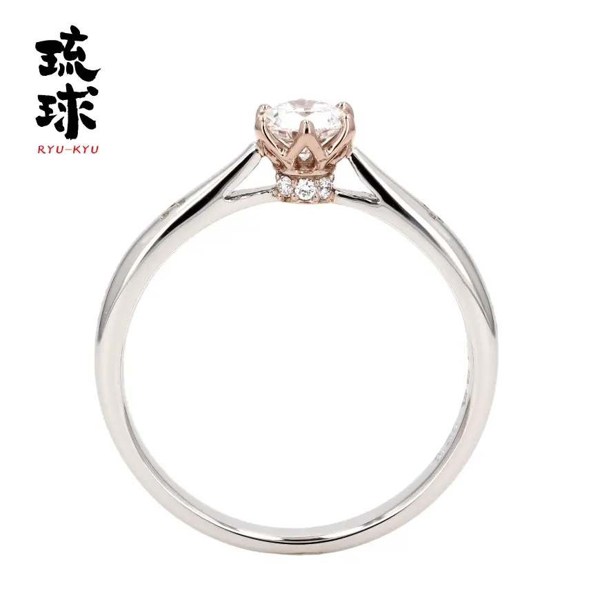 山城時計店 琉球 ななちぶし 婚約指輪 側面（円盤状ダイヤ・隠された7つの星）