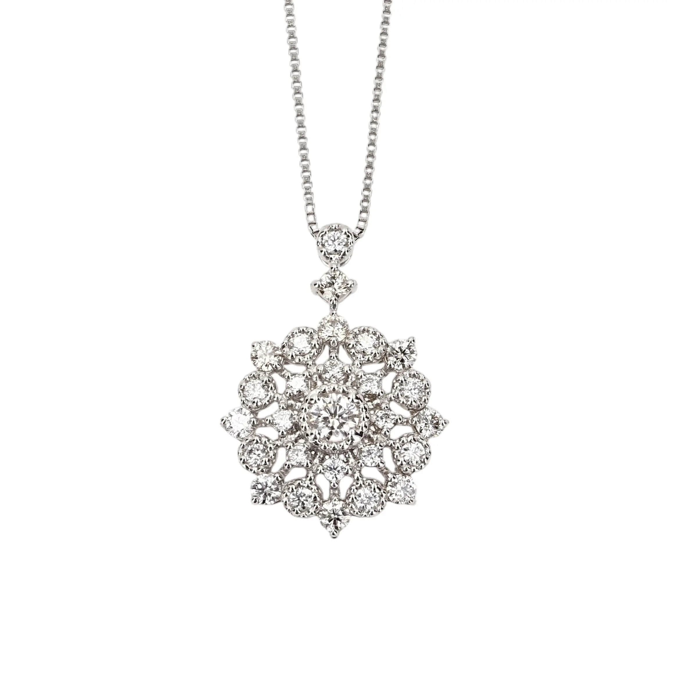 光の花を纏う ダイヤモンド Pt ネックレス #77002 メイン画像