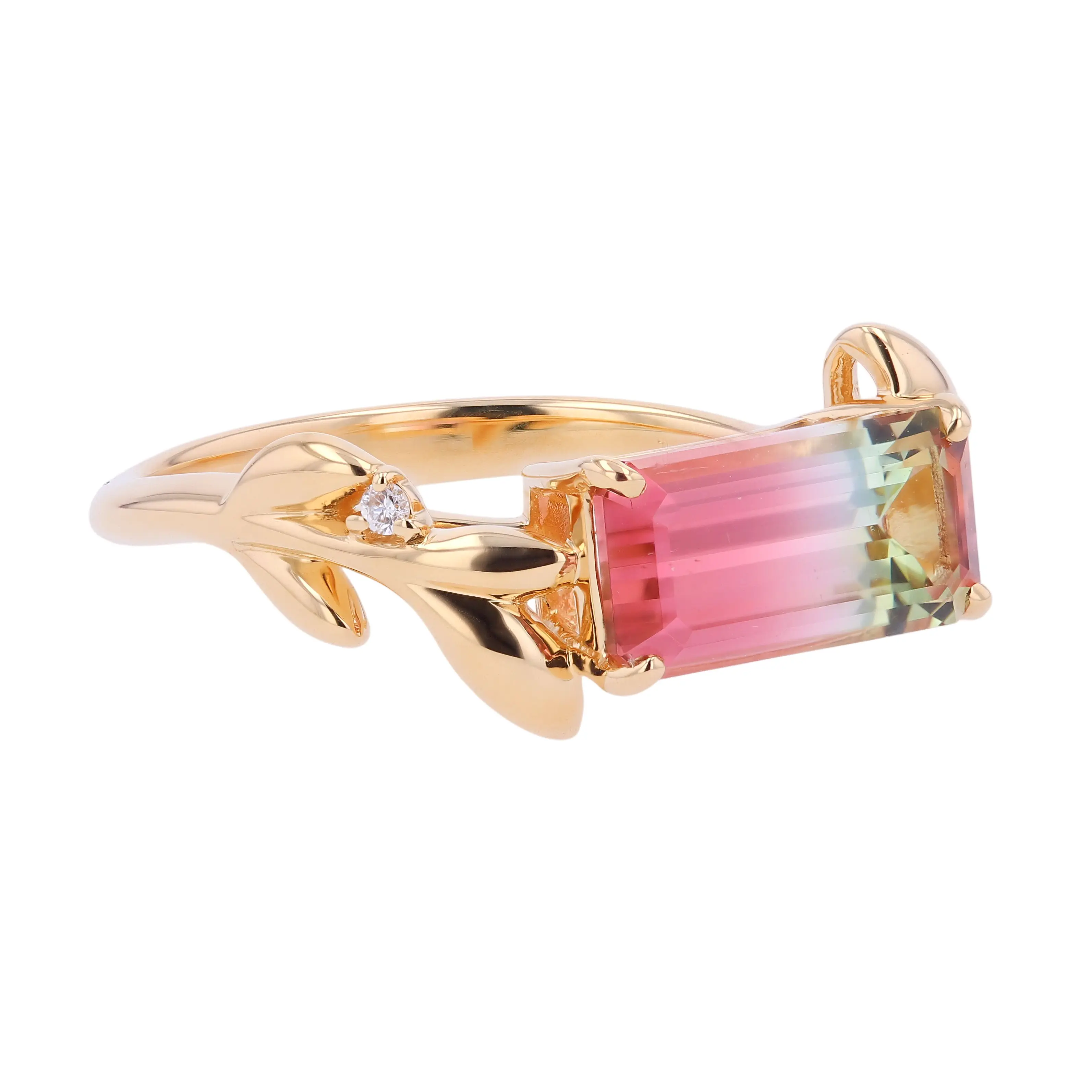 彩りの移ろいを楽しむ 1.62ct パーティーカラートルマリン K18リング #27001 全体画像