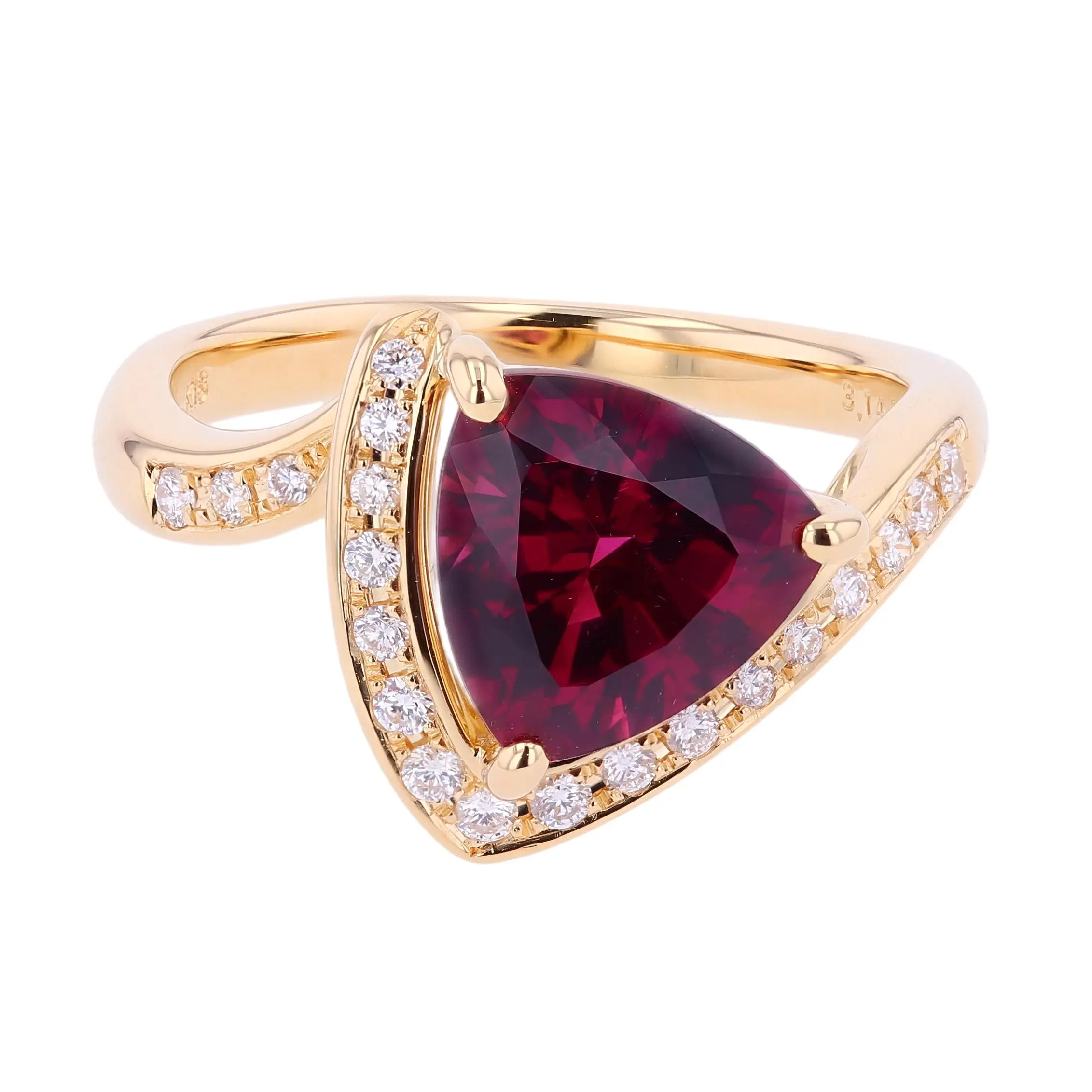 艶やかな赤紫を纏う 3.14ct ロードライトガーネット K18リング #28008 メイン画像