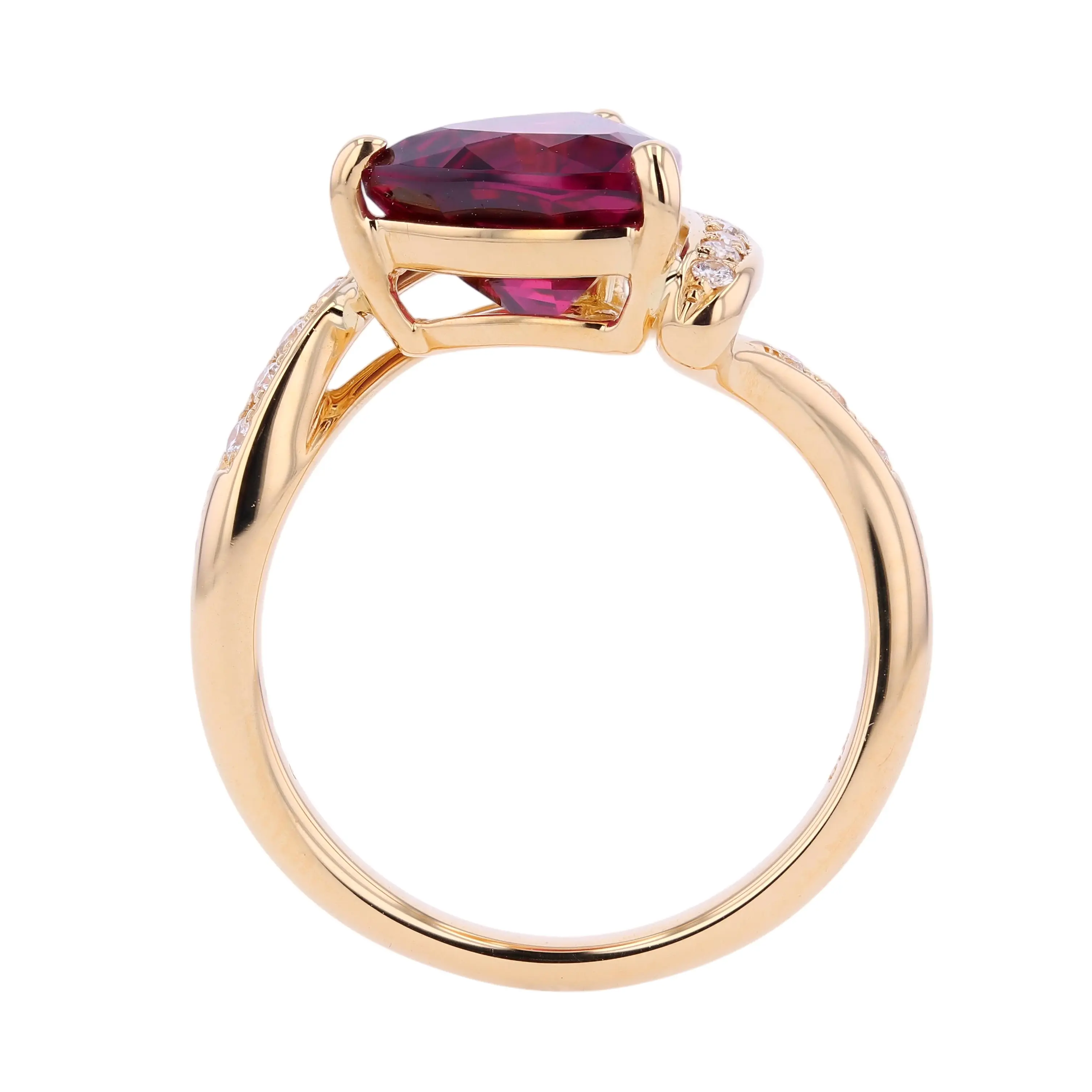 艶やかな赤紫を纏う 3.14ct ロードライトガーネット K18リング #28008 ディテール画像