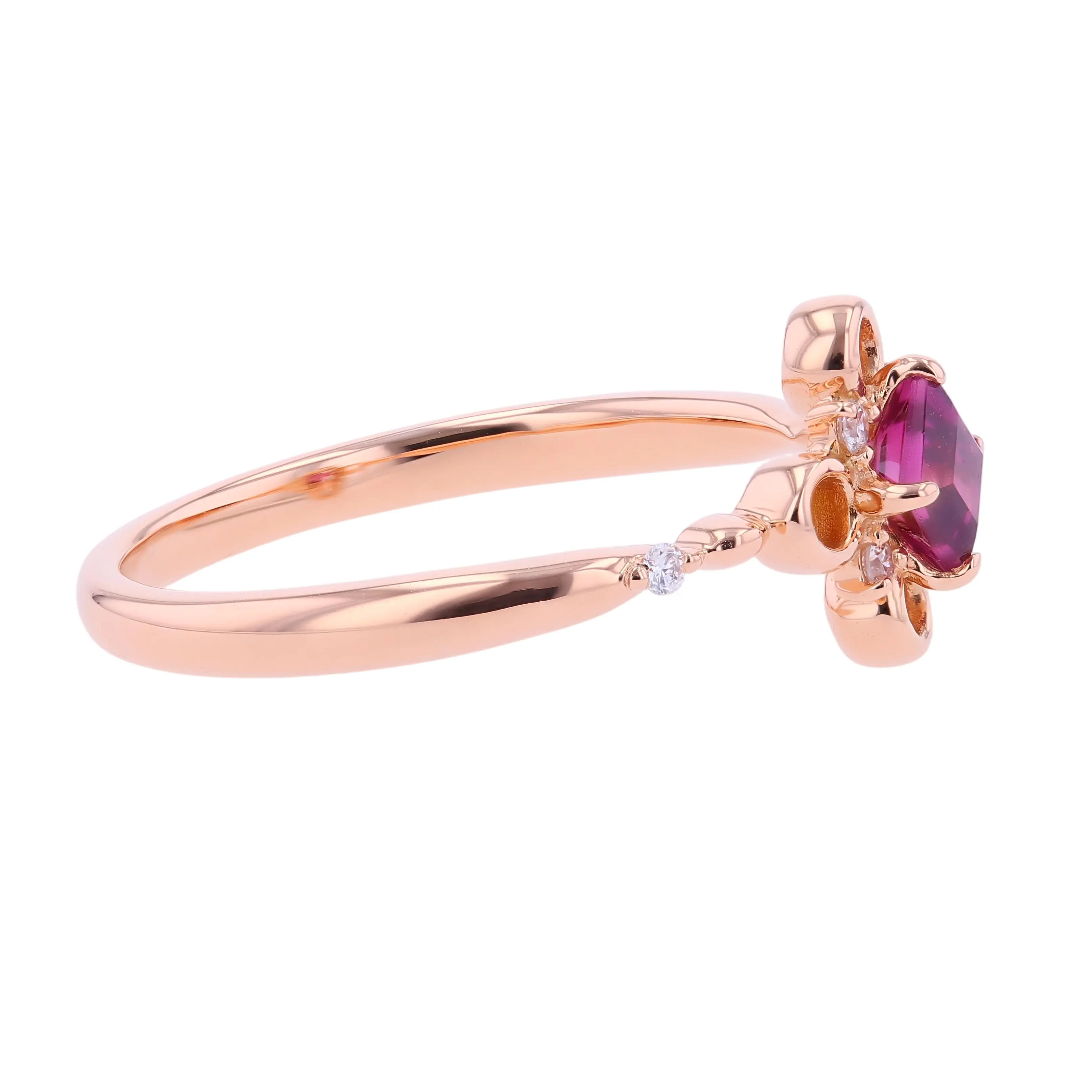 深みのある彩りを 可憐に纏って 0.38ct ロードライトガーネット K18PGリング #22006 全体画像