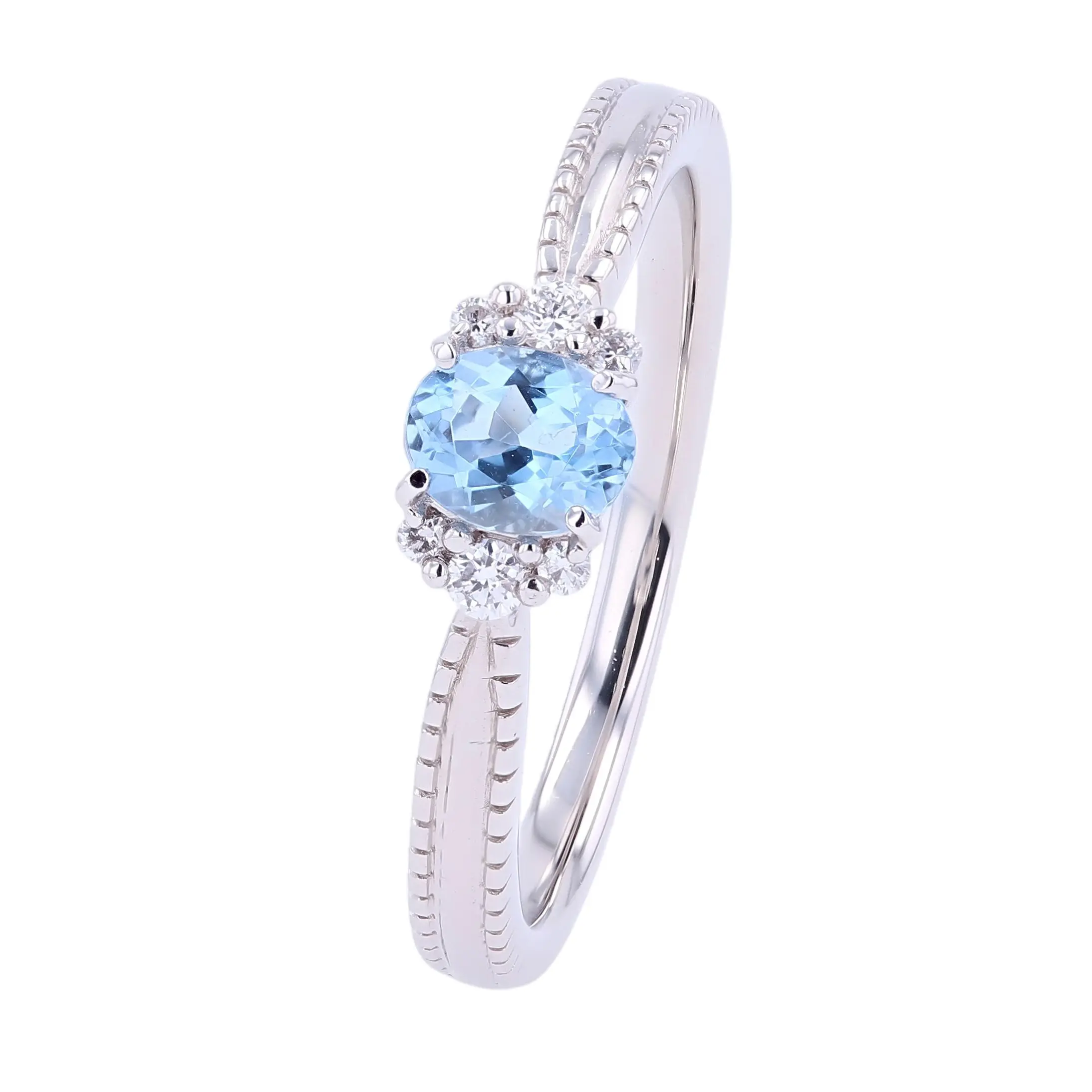 瑞々しい彩りに寄り添う 0.28ct アクアマリン PTリング #01001 ディテール画像