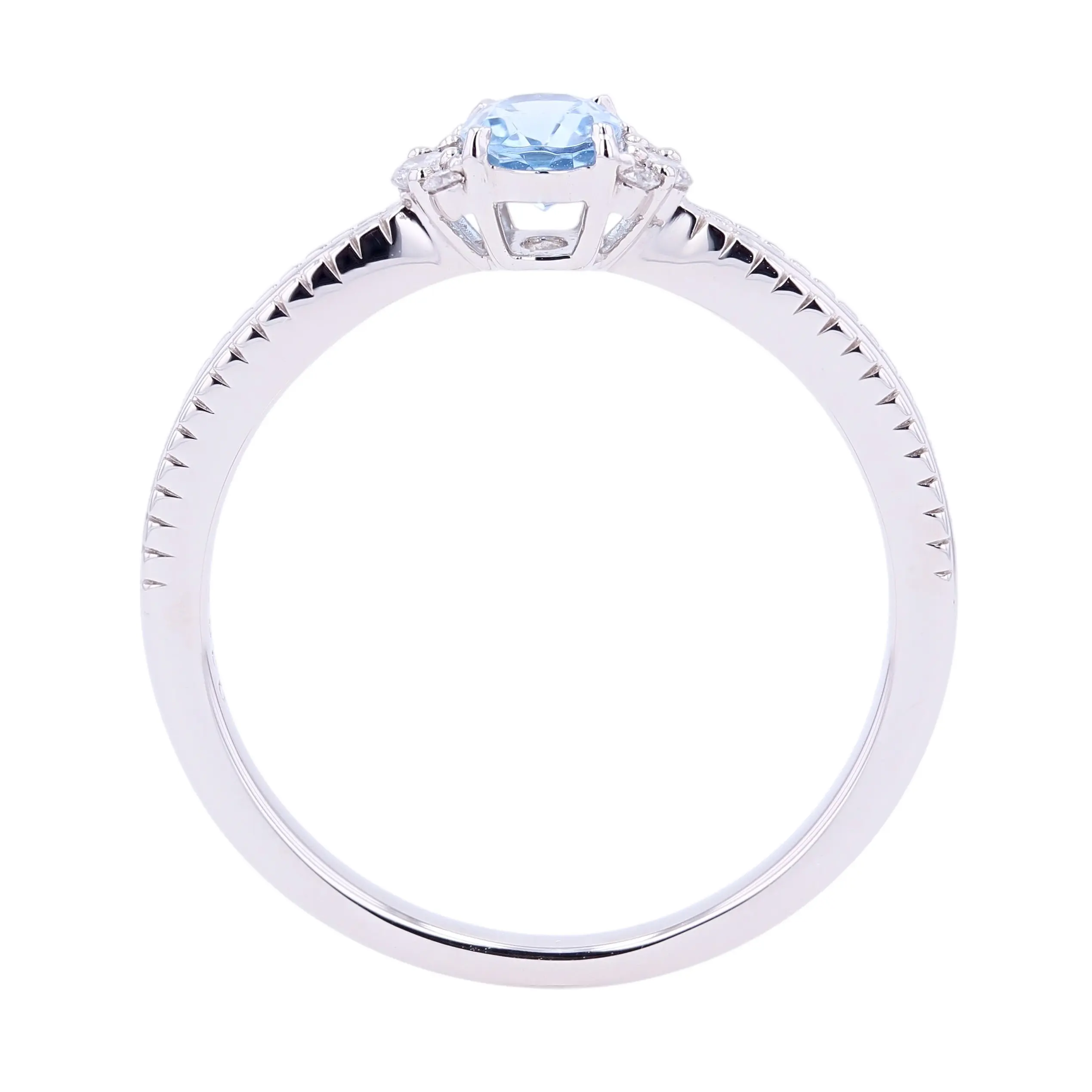 瑞々しい彩りに寄り添う 0.28ct アクアマリン PTリング #01001 クローズアップ画像