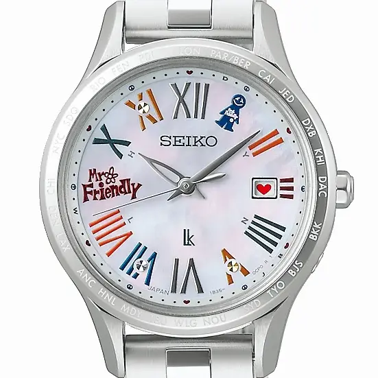 9時位置のローマフォントと1時位置のMR.FRIENDLYキャラクター